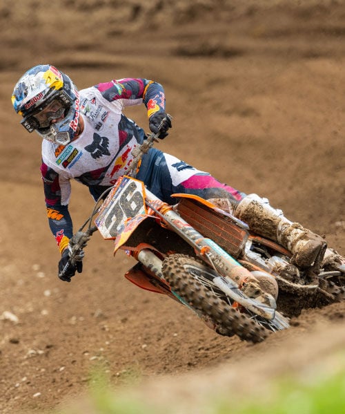 MX rider taking a turn