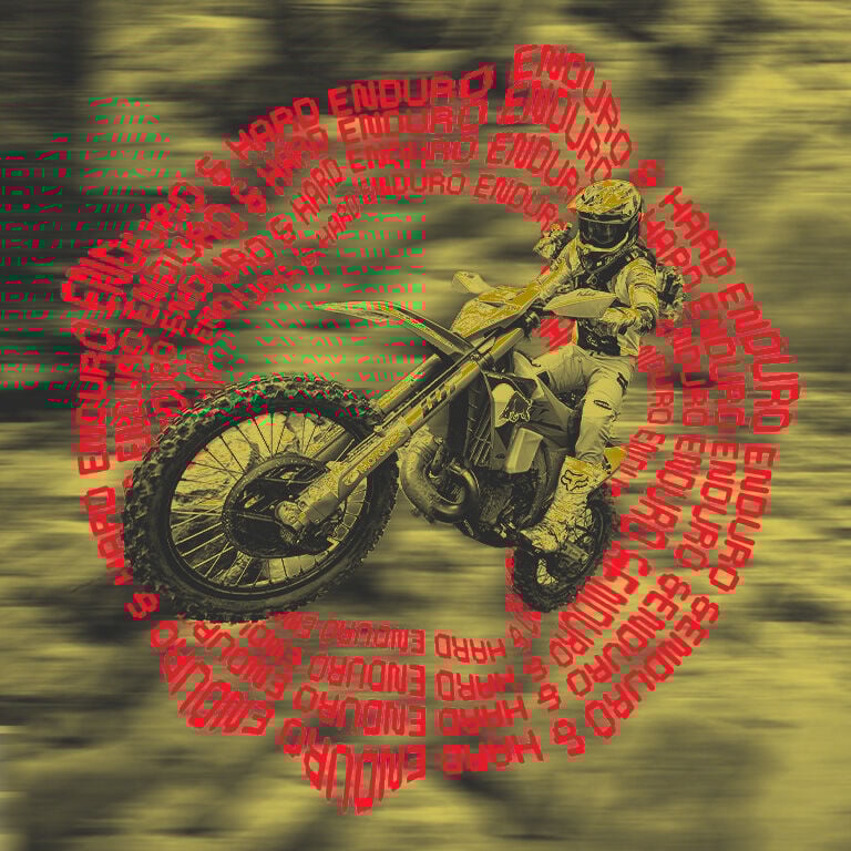 off-road moto rider with stylized text calling out enduro and hard enduro gifts