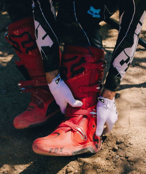 Close up of Moto boots