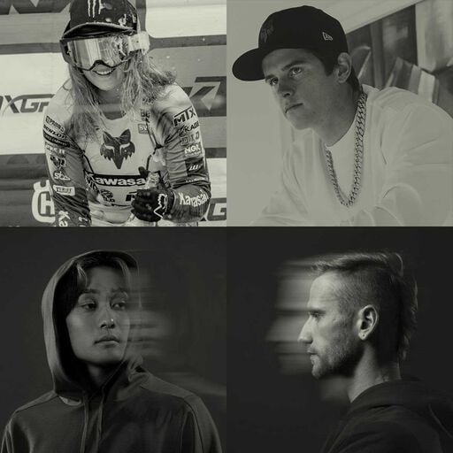 Four athletes in black and white.