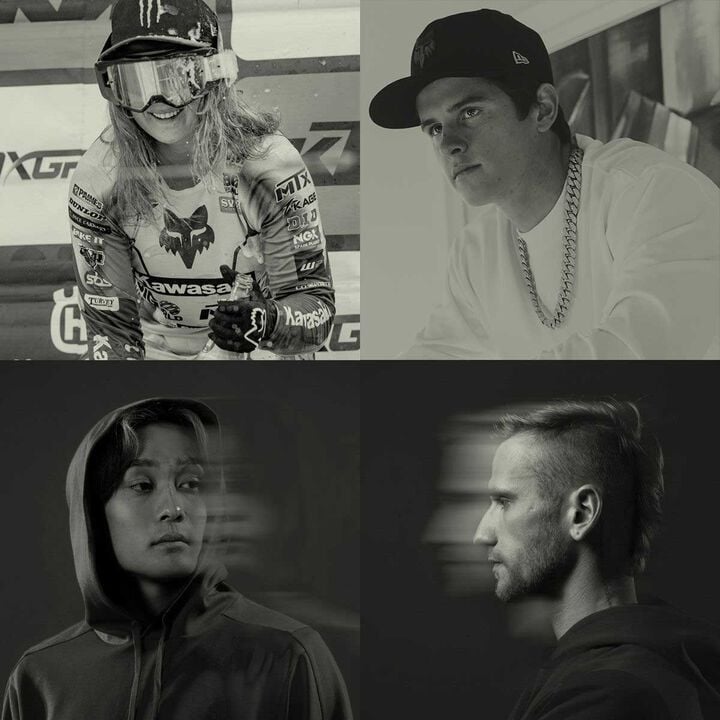 Four athletes in black and white.