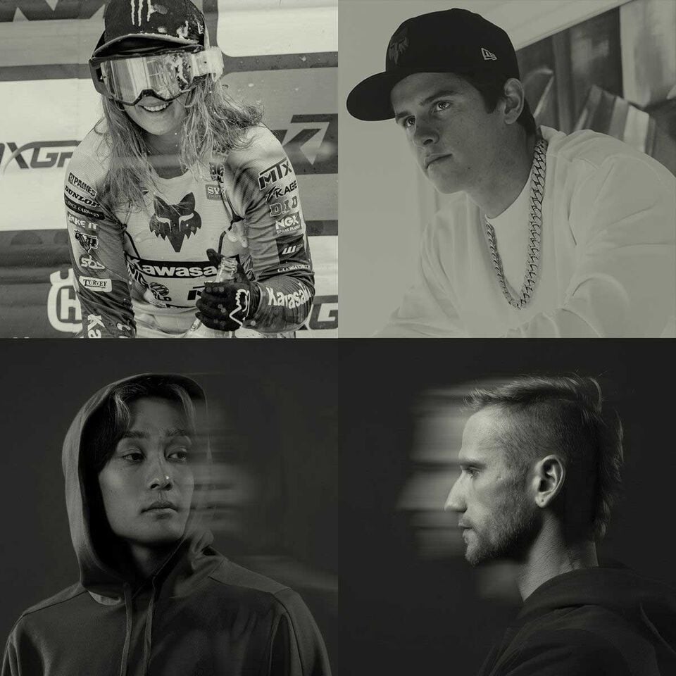 Four athletes in black and white.