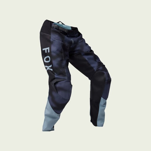 Black dirt bike pants with white stripes. 
