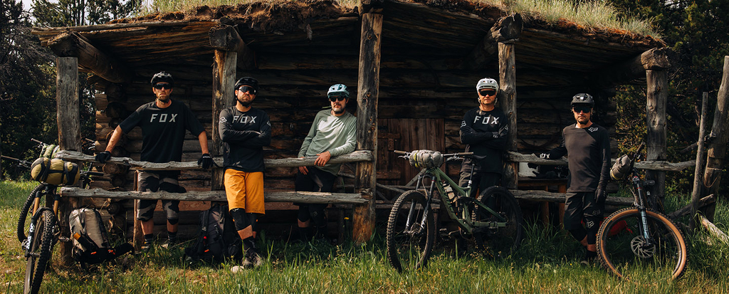 Group hanging out in the country in the new fall MTB Jerseys