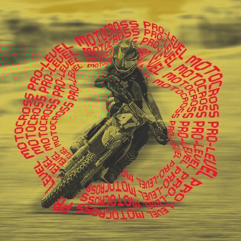 motocross rider with stylized text calling out motocross pro-level gifts
