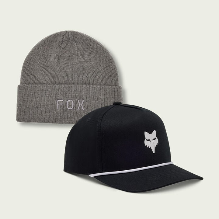 Fox hat and beanie in a white background