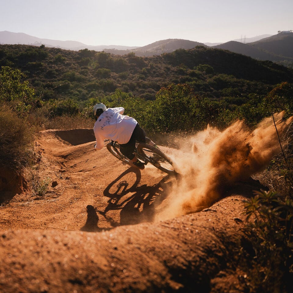 Mountain biking riding in the hills. 