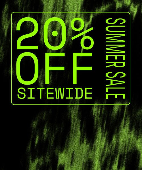 Text saying "20% off Sitewide Summer Sale" with green and black background