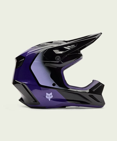 purple and black V3 moto helmet