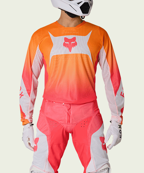 gif of three different moto gear sets on green background