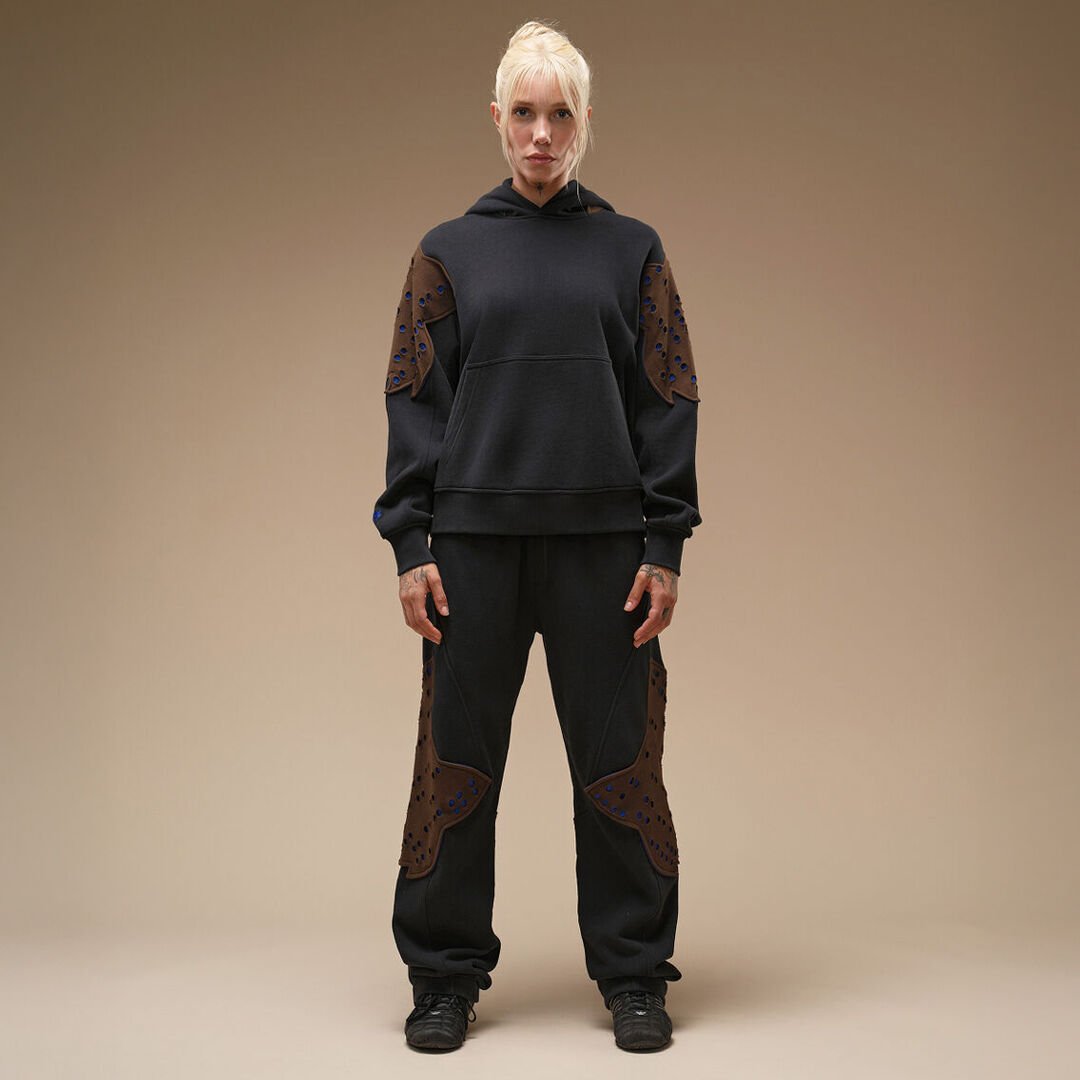 Perforated Hoodie & Joggers Black - Kiko